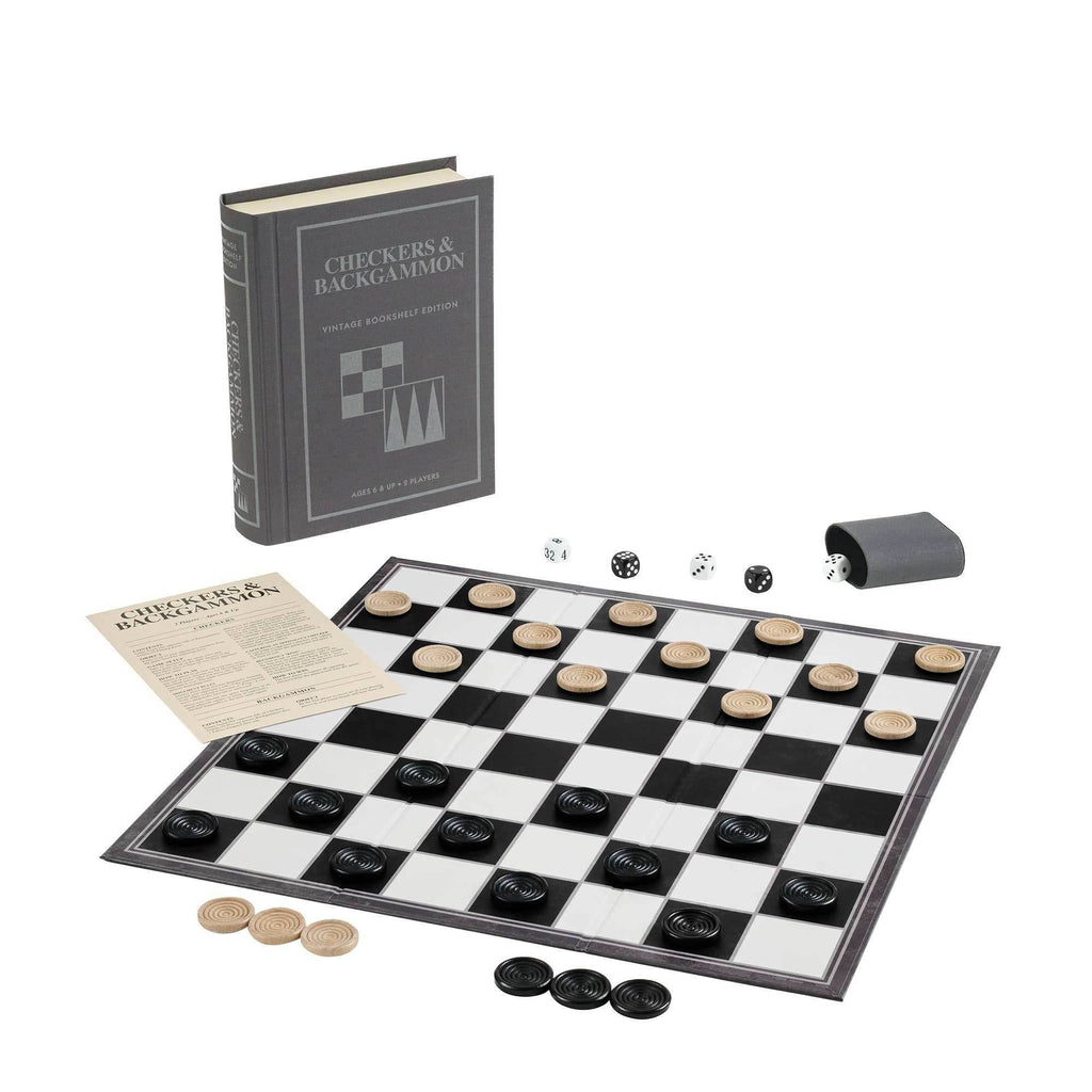 Checkers & Backgammon - Vintage Bookshelf Edition - 