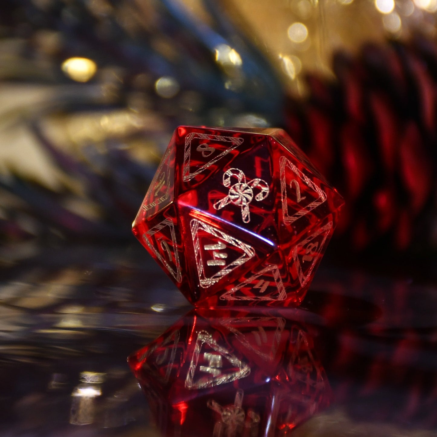 Candy Cane Wonderland - Red Glass Dice Set