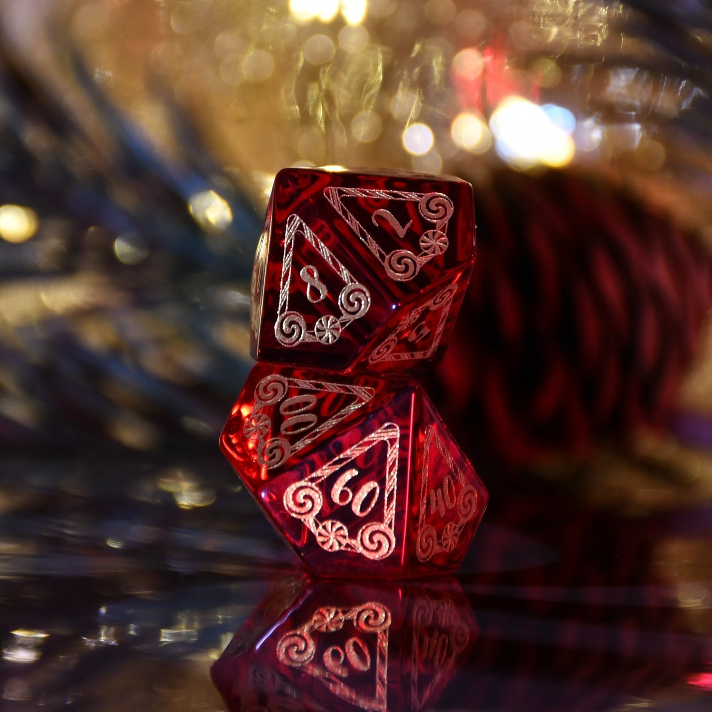 Candy Cane Wonderland - Red Glass Dice Set