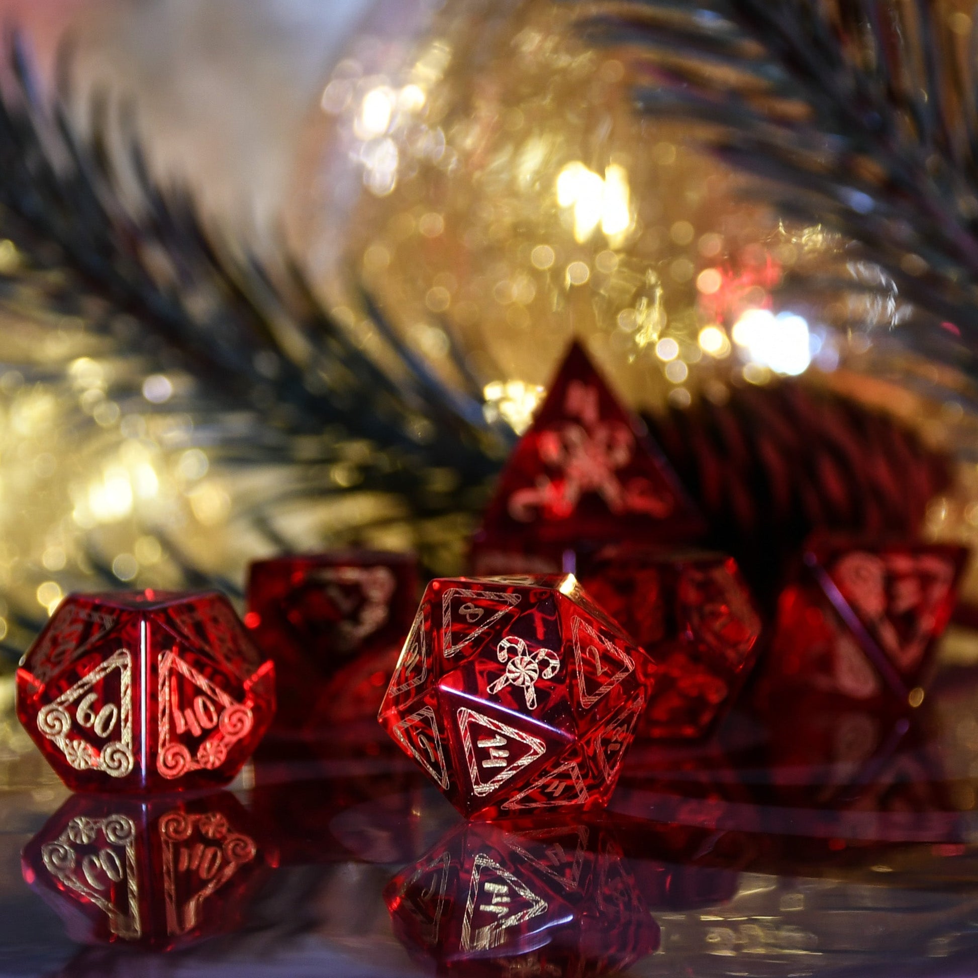 Candy Cane Wonderland - Red Glass Dice Set