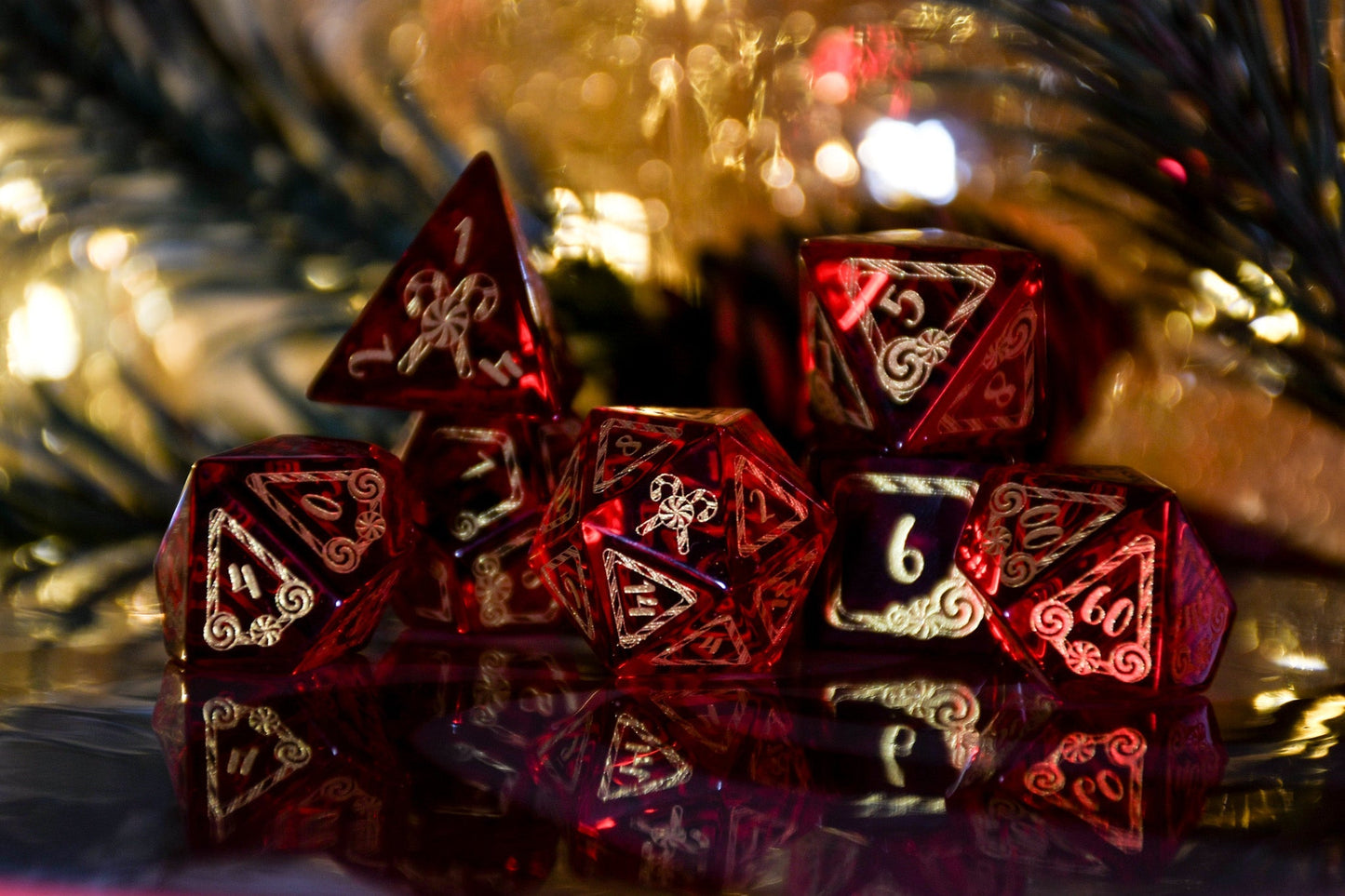 Candy Cane Wonderland - Red Glass Dice Set