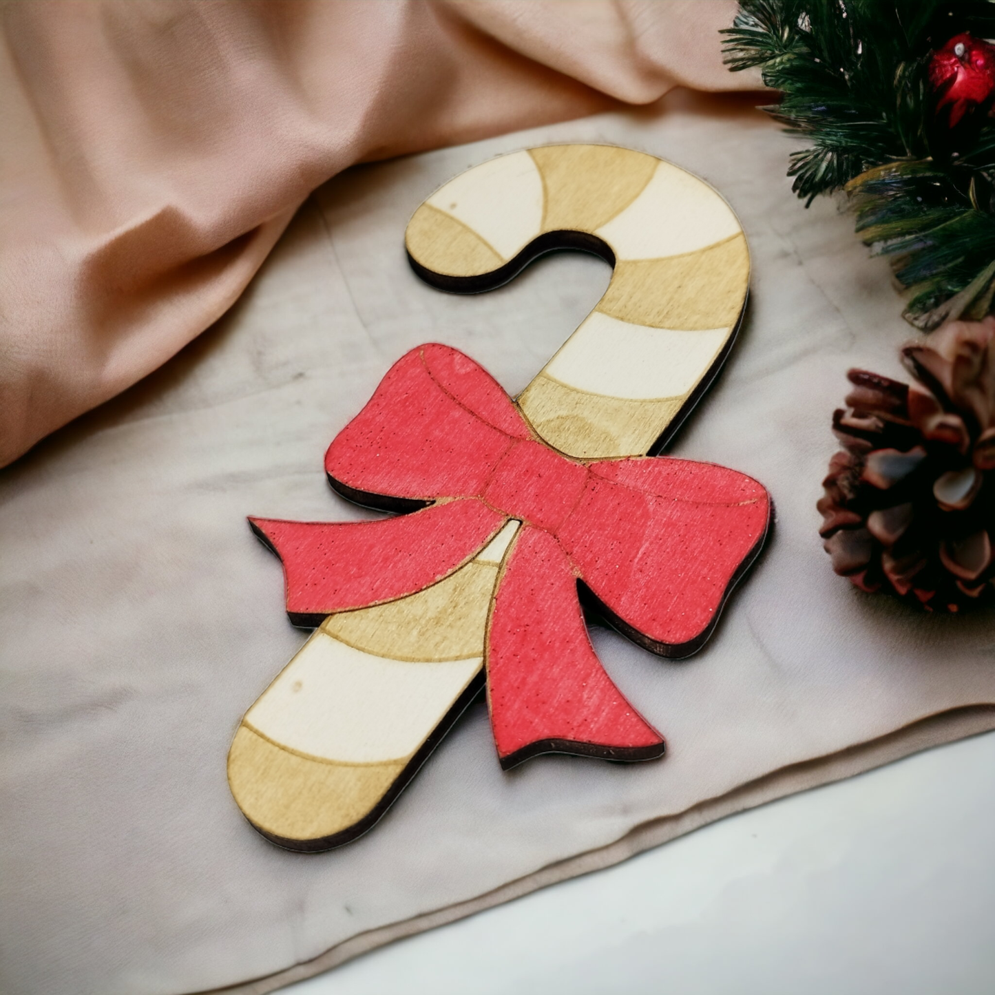 Candy Cane Wooden Christmas Decoration - Home Decor