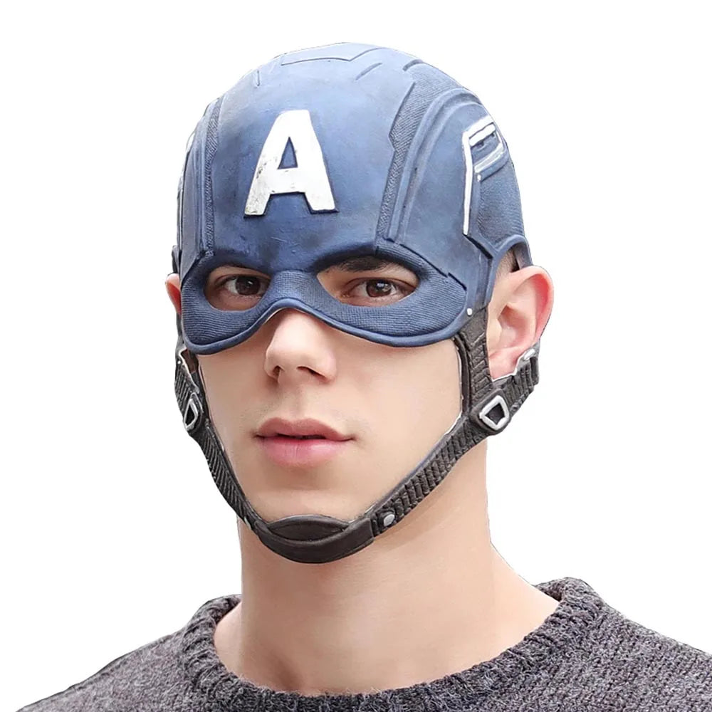 Captain American Mask Cosplay Steven Rogers Superhero Latex Helmet Halloween Carnival Party Costume Props