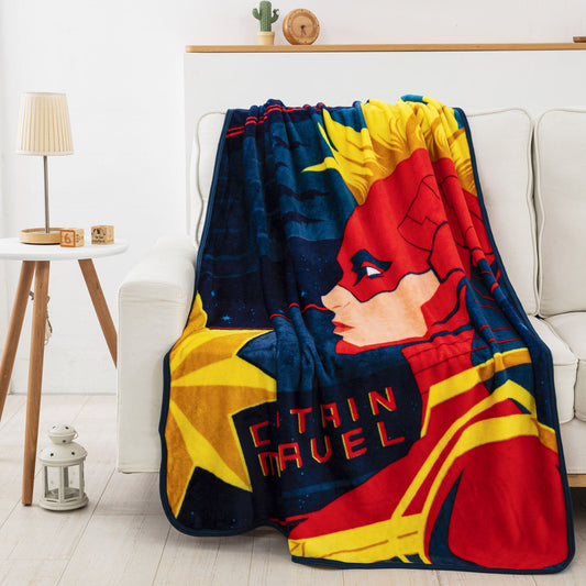 Captain Marvel; Bold Leader Silk Touch Throw Blanket; 46" x 60"