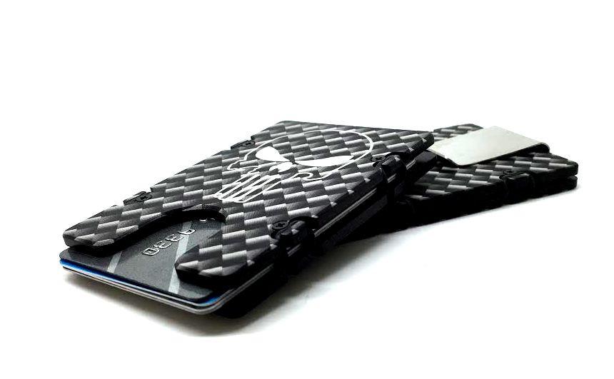 Carbon Fiber Pattern with Punisher - Billetvault Aluminum Wallet