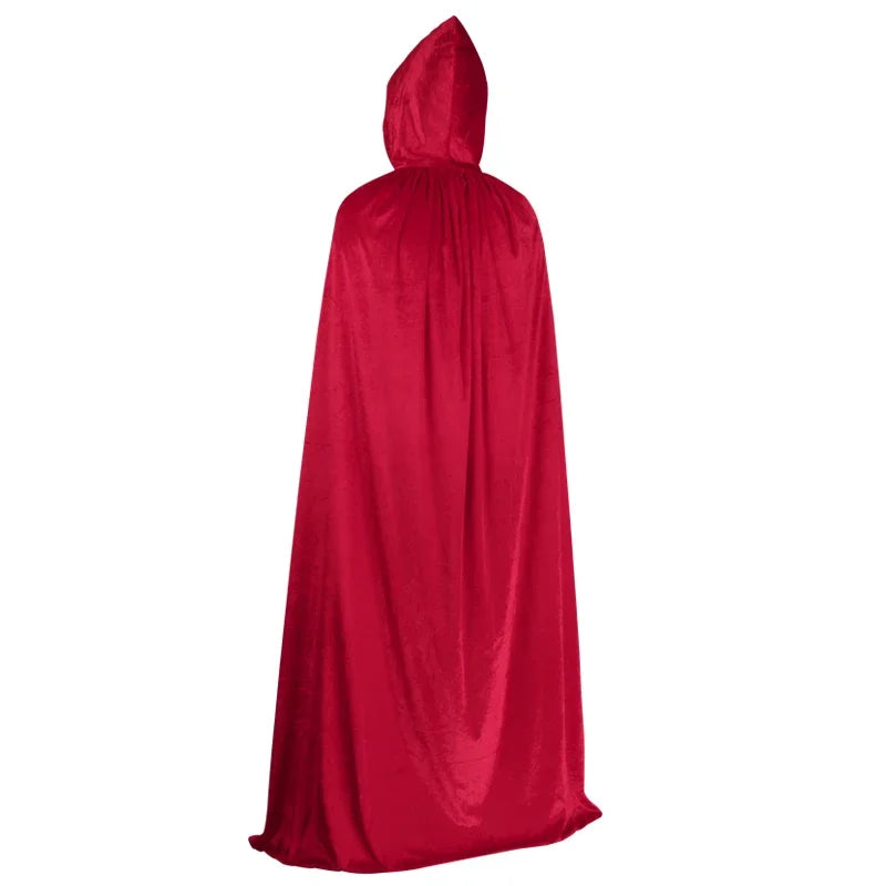 Carnival Purim Kids Velvet Cloak Cape Hooded Medieval Costume For Boys Girls Witch Vampire Elf Party Dress