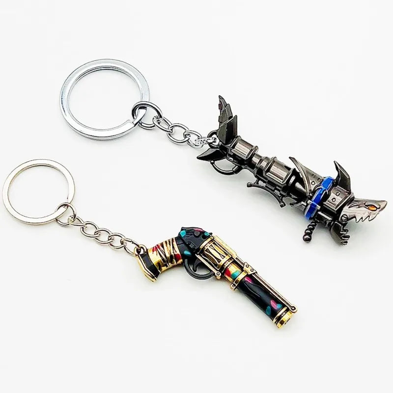 Cartoon Anime LOL Arcane Keychain VI Jinx Pendant llavero Arcane Powder Cosplay keyring Charms Jewelry Gift arcane accessories