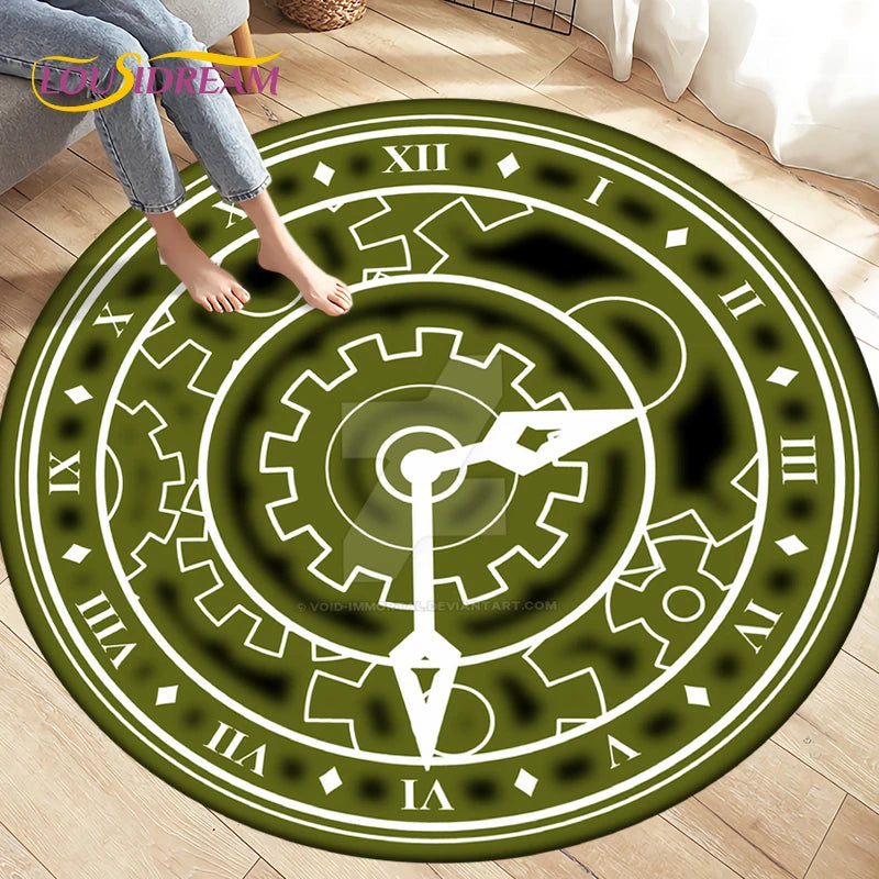 Cartoon Cardcaptor Sakura Magic Circle Area Rug,Round Carpets Rug for Living Room Children's Room,Kids Play Non-slip Floor Mats