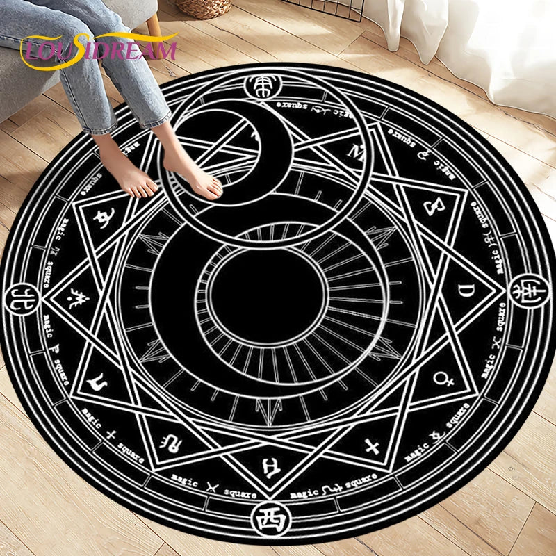 Cartoon Cardcaptor Sakura Magic Circle Area Rug,Round Carpets Rug for Living Room Children's Room,Kids Play Non-slip Floor Mats