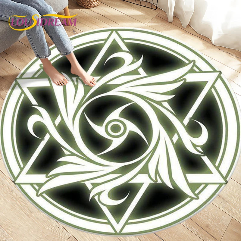 Cartoon Cardcaptor Sakura Magic Circle Area Rug,Round Carpets Rug for Living Room Children's Room,Kids Play Non-slip Floor Mats