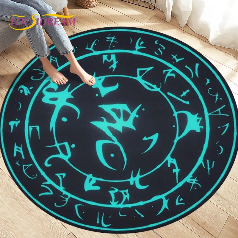 Cartoon Cardcaptor Sakura Magic Circle Area Rug,Round Carpets Rug for Living Room Children's Room,Kids Play Non-slip Floor Mats