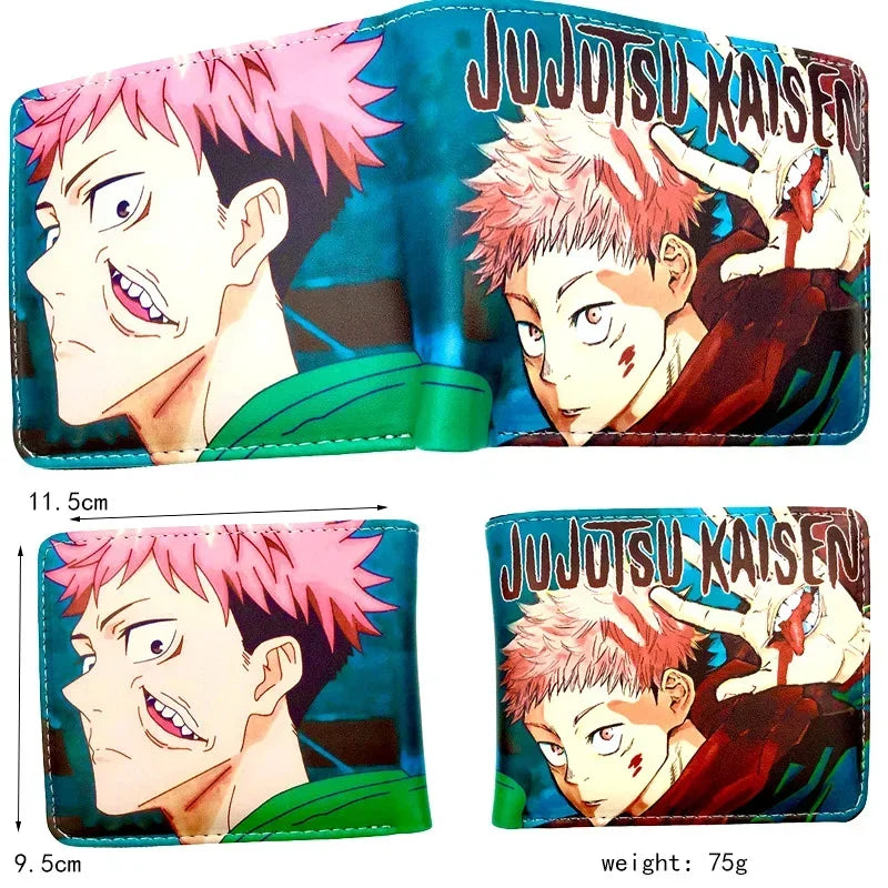 Cartoon Jujutsu Kaisen Satoru Gojo Bifold Short Men's Wallets Itadori Yuji Fushiguro Megumi Women Card Holders Coin Purse