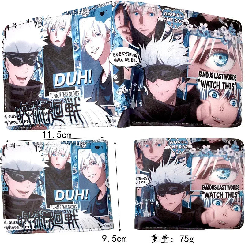 Cartoon Jujutsu Kaisen Satoru Gojo Bifold Short Men's Wallets Itadori Yuji Fushiguro Megumi Women Card Holders Coin Purse