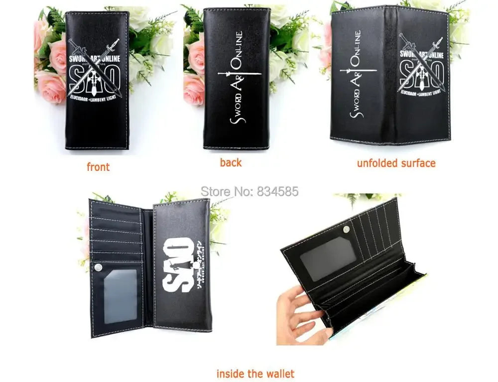 Cartoon Sword Art Online SAO Kirito Men's Wallets Yuuki Asuna Women Card Holders Purse