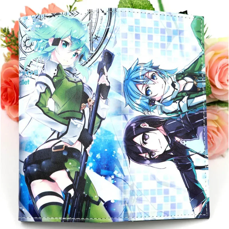 Cartoon Sword Art Online SAO Kirito Men's Wallets Yuuki Asuna Women Card Holders Purse