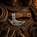 Carved Ash Wood Pizza Axe – D2 Steel Handmade Viking Pizza Cutter