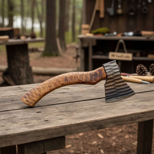 Hand-finished Workshop Axe with Chisel-textured Steel Head and Premium Hardwood Shaft