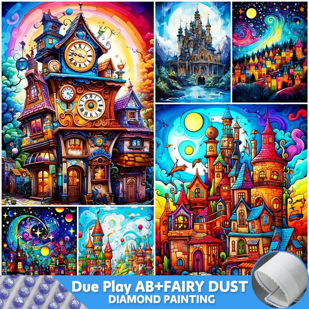 Castle Diamond Painting Fairy Dust AB Display Novelty 2024 Embroidery Scenery Art Full Square Round Drill Mosaic Cartoon Decor