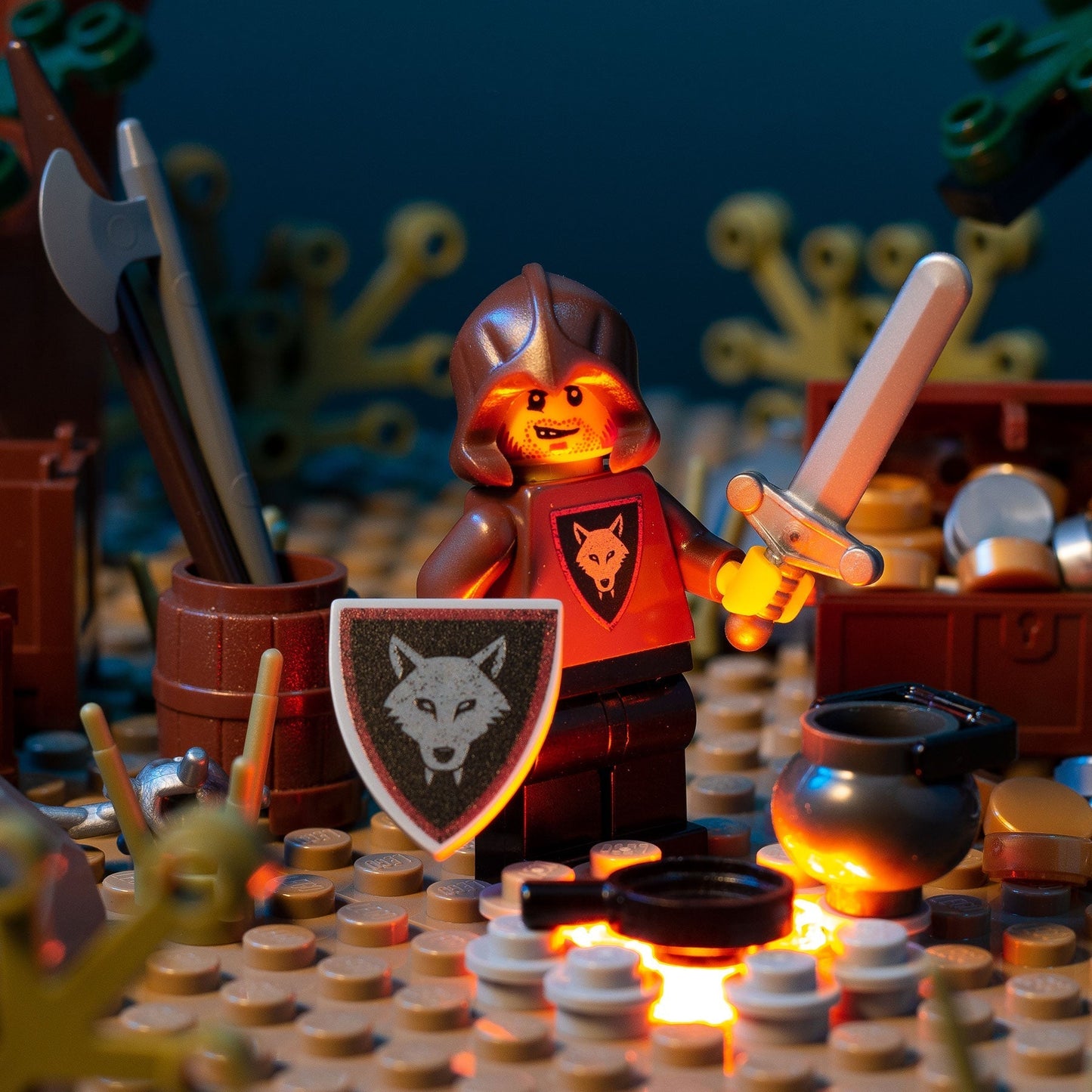 Castle Wolfpack Bandit (Sword) Minifig made using LEGO parts - B3 Customs