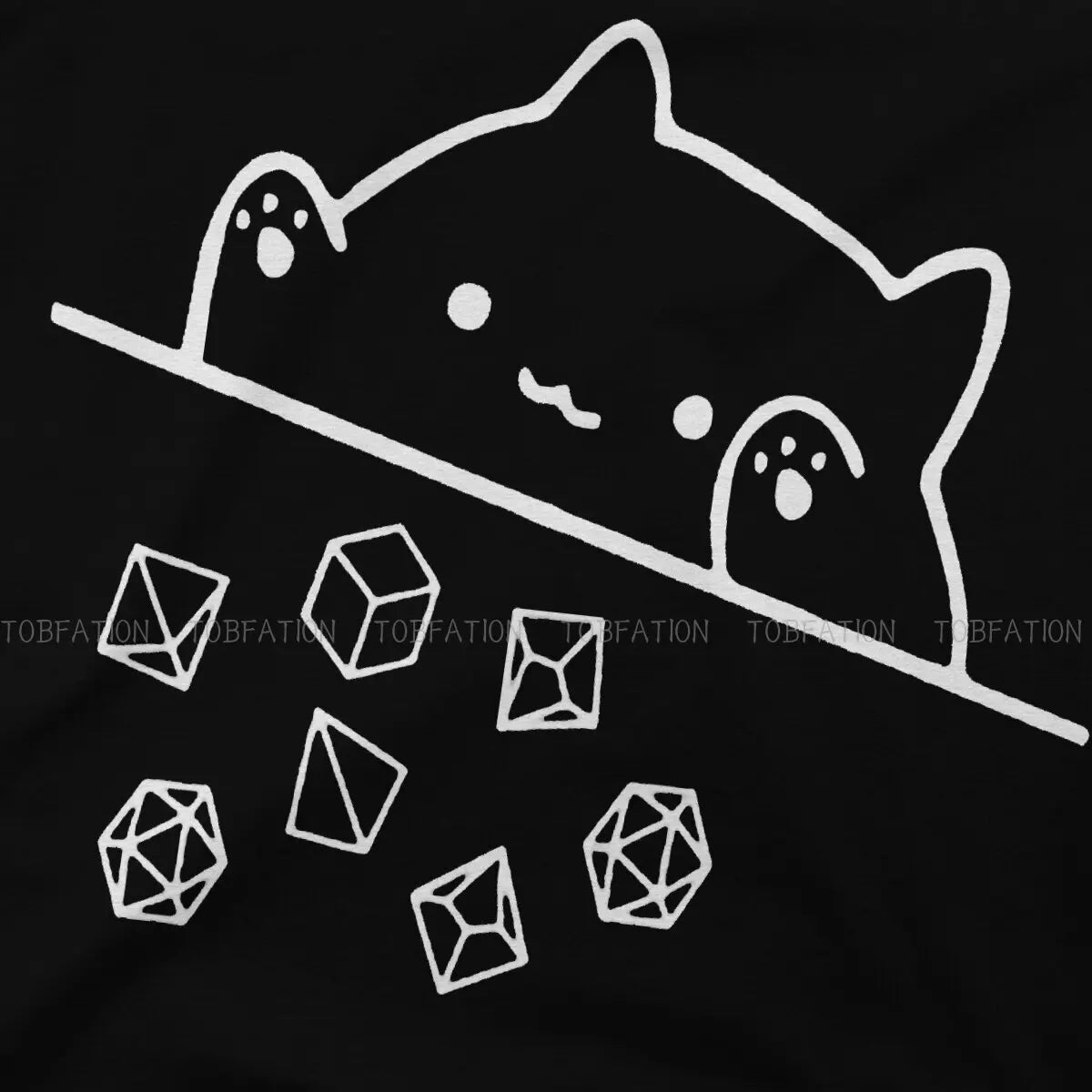 Cat Throwing Dice Harajuku TShirt DnD Creative Streetwear Leisure T Shirt Men Tee Special Polyester