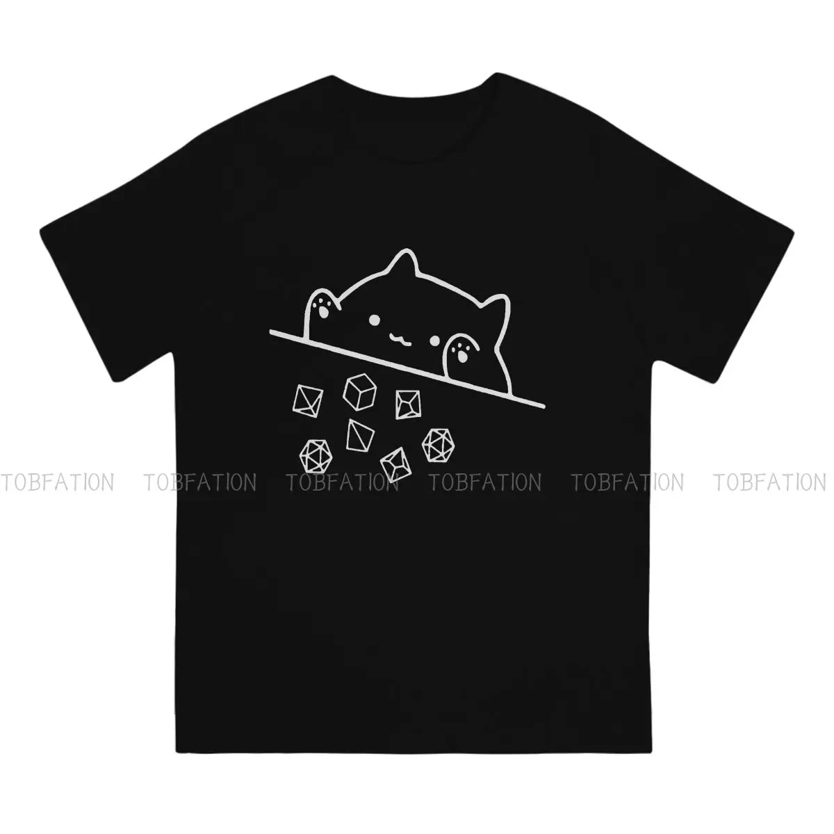 Cat Throwing Dice Harajuku TShirt DnD Creative Streetwear Leisure T Shirt Men Tee Special Polyester