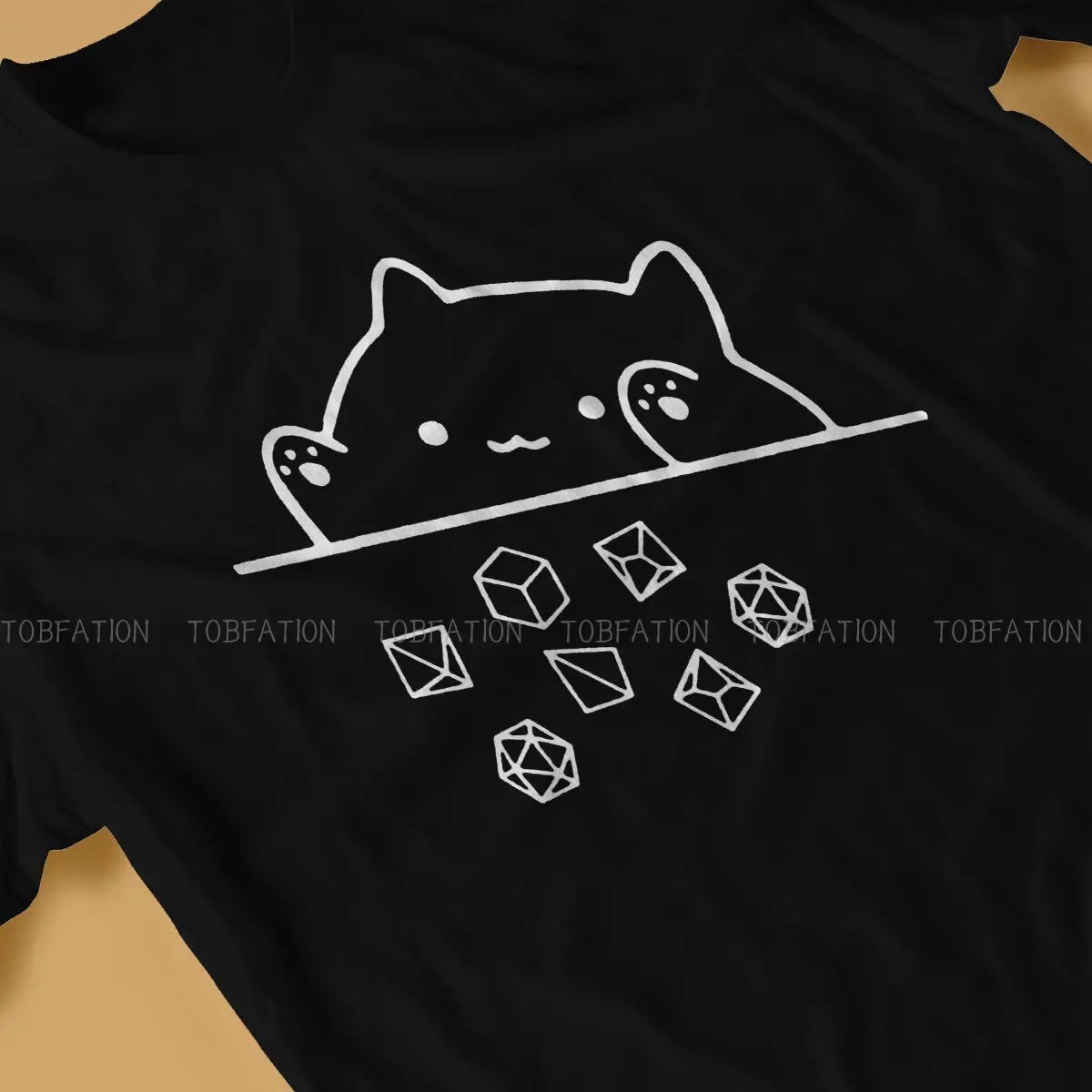 Cat Throwing Dice Harajuku TShirt DnD Creative Streetwear Leisure T Shirt Men Tee Special Polyester