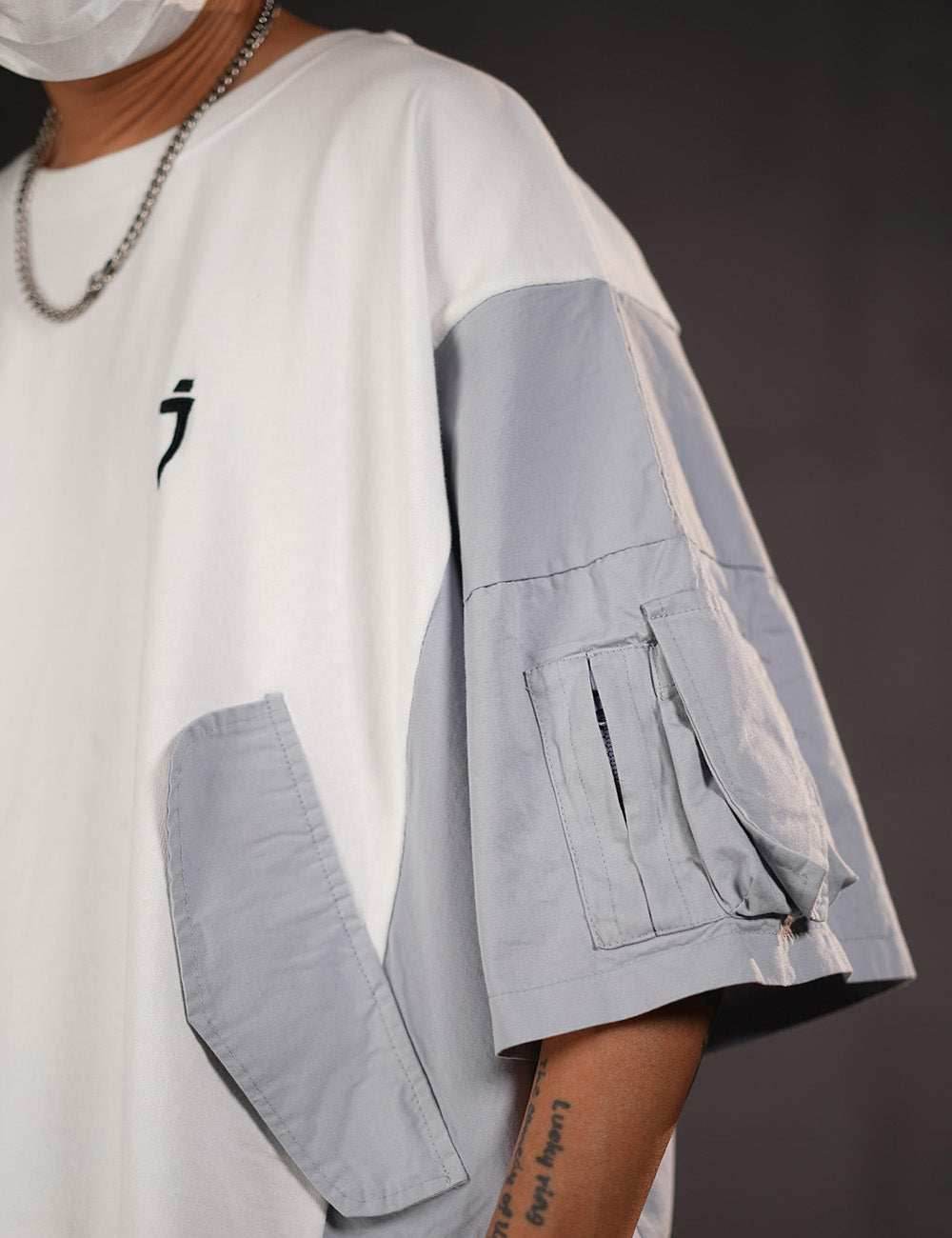 HiT38 Double Patchwork I-Tech Tee - Grey / M