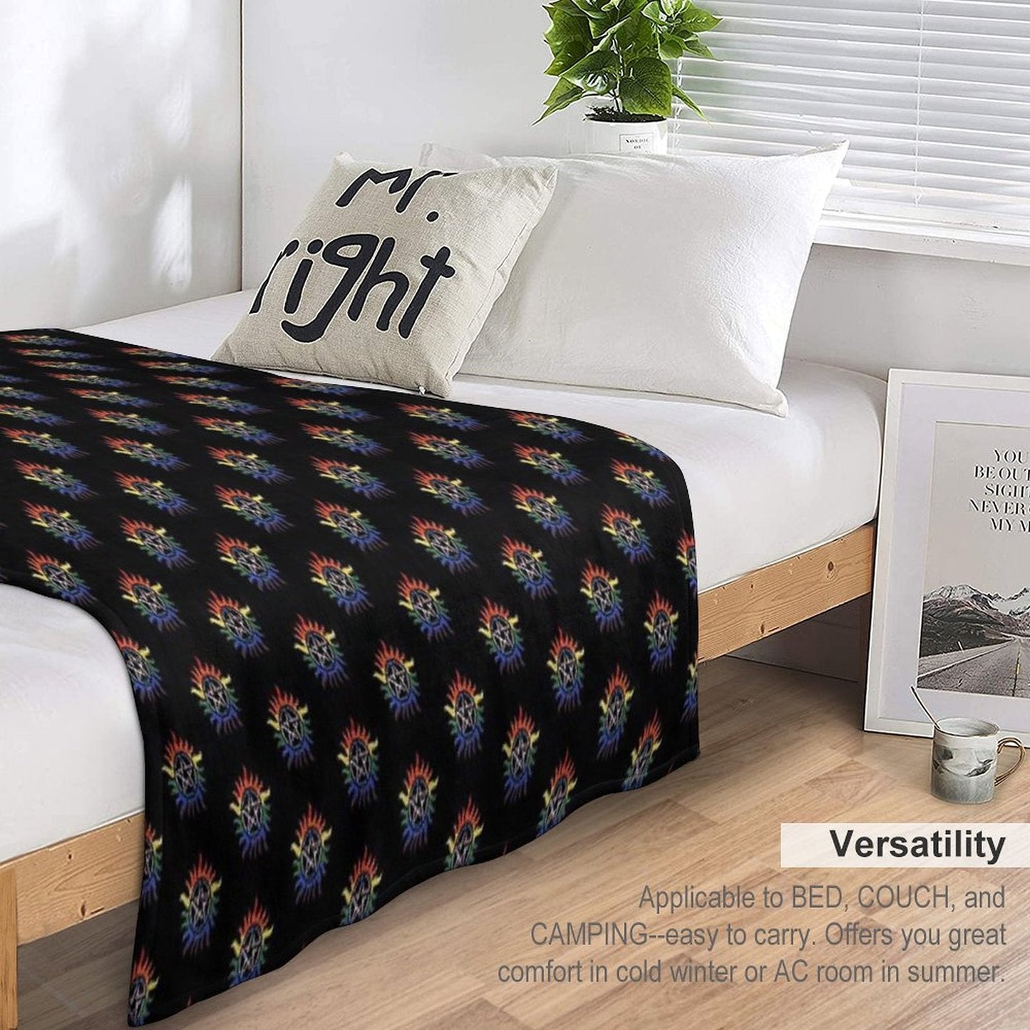 Supernatural Rainbow Pentacle Throw Blanket