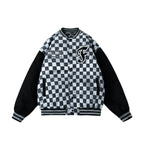 Checkered Winter Bomber Jacket - Grey / S