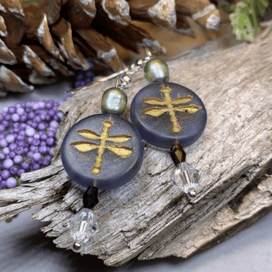Pearl Dragonfly Earrings - 