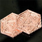 Copper d2 Coin Shaped like d20 Solid Copper Rose Gold Color - 
