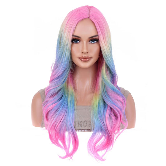 Center-parted Bangs Wig Female Top Pink