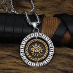 Vikings Valknut Runes Stainless Steel Necklace - 