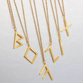 Viking Runes Tunic Stainless Steel Gold Necklaces - 24 Runes Set