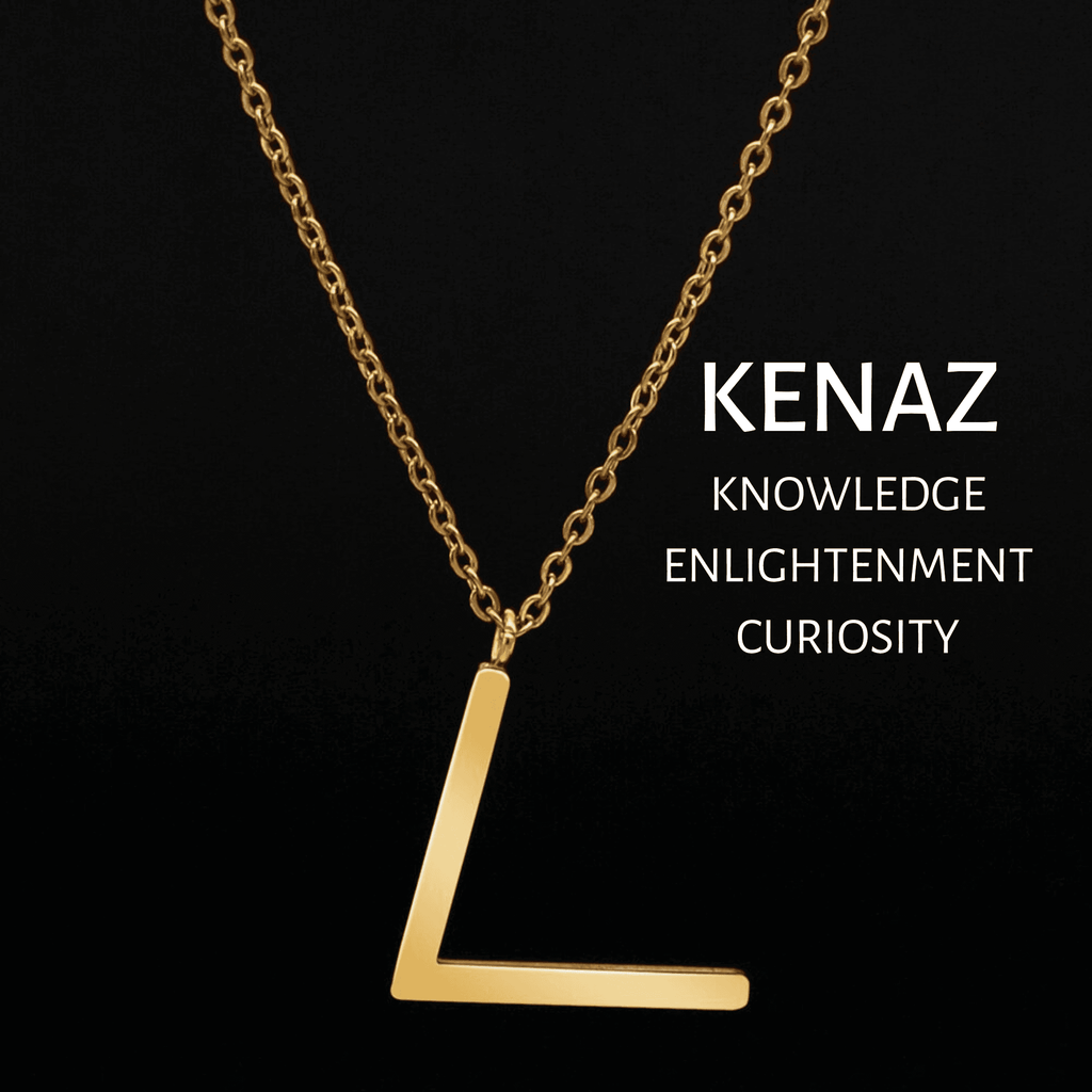 Viking Runes Tunic Stainless Steel Gold Necklaces - KENAZ