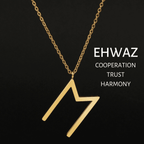 Viking Runes Tunic Stainless Steel Gold Necklaces - EHWAZ