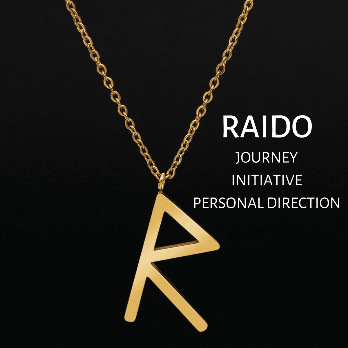 Viking Runes Tunic Stainless Steel Gold Necklaces - RAIDO