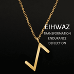 Viking Runes Tunic Stainless Steel Gold Necklaces - EIHWAZ
