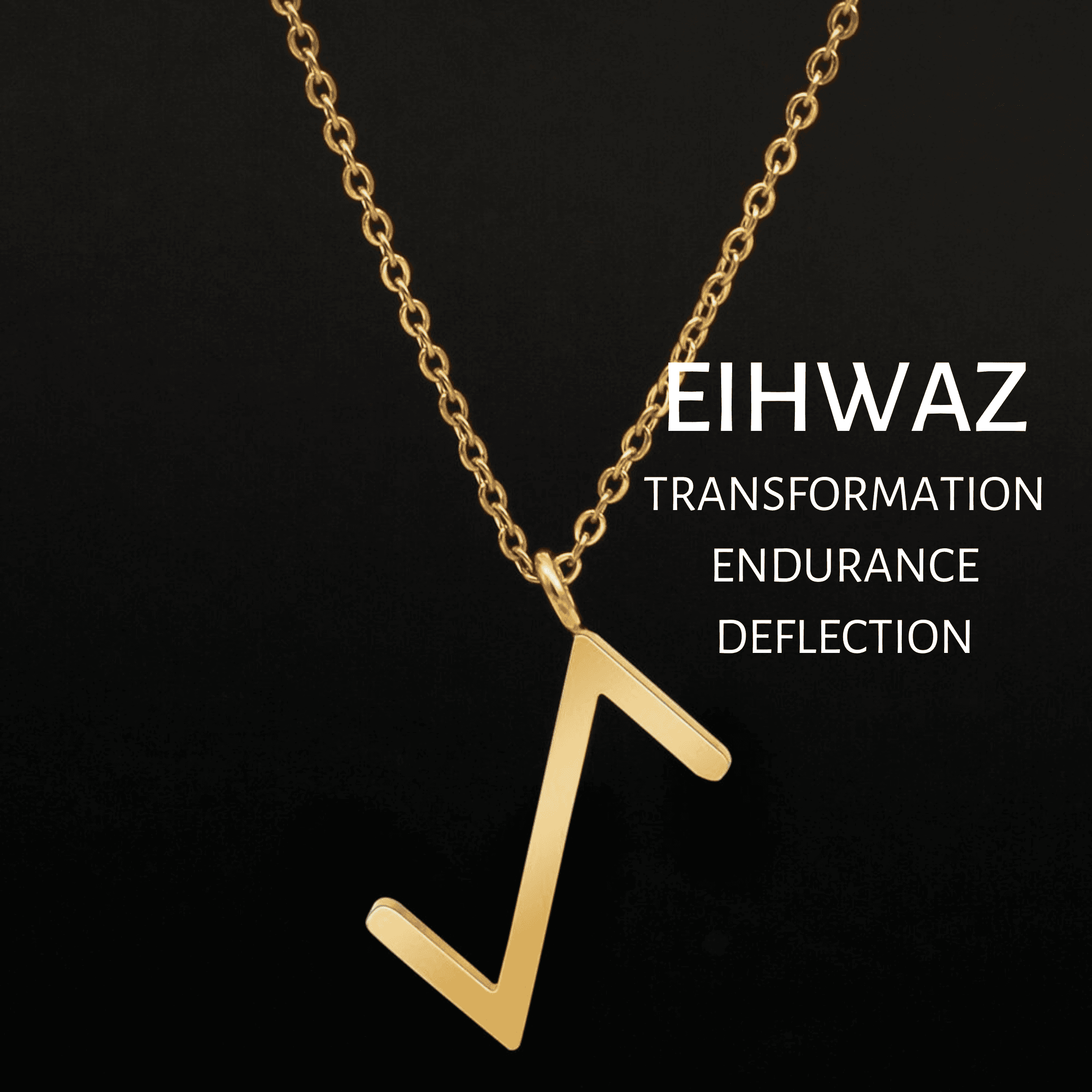 Viking Runes Tunic Stainless Steel Gold Necklaces - EIHWAZ