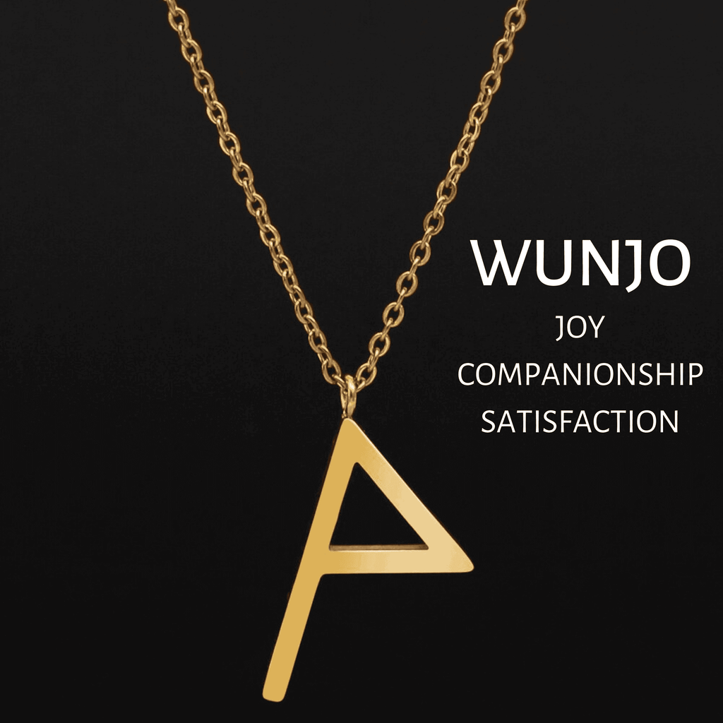 Viking Runes Tunic Stainless Steel Gold Necklaces - WUNJO