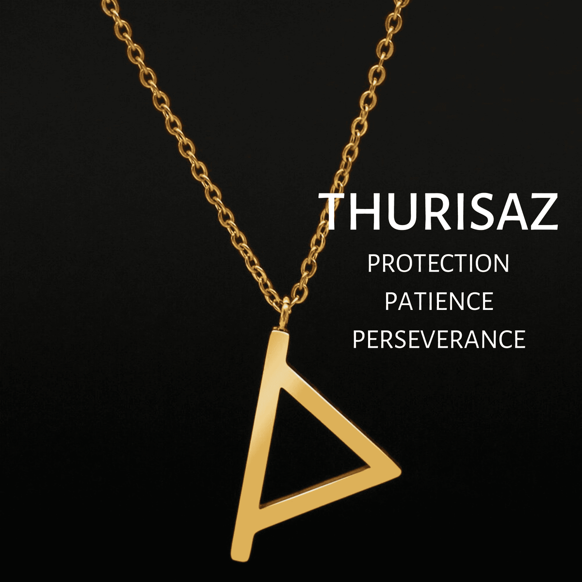 Viking Runes Tunic Stainless Steel Gold Necklaces - THURISAZ