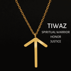 Viking Runes Tunic Stainless Steel Gold Necklaces - TIWAZ