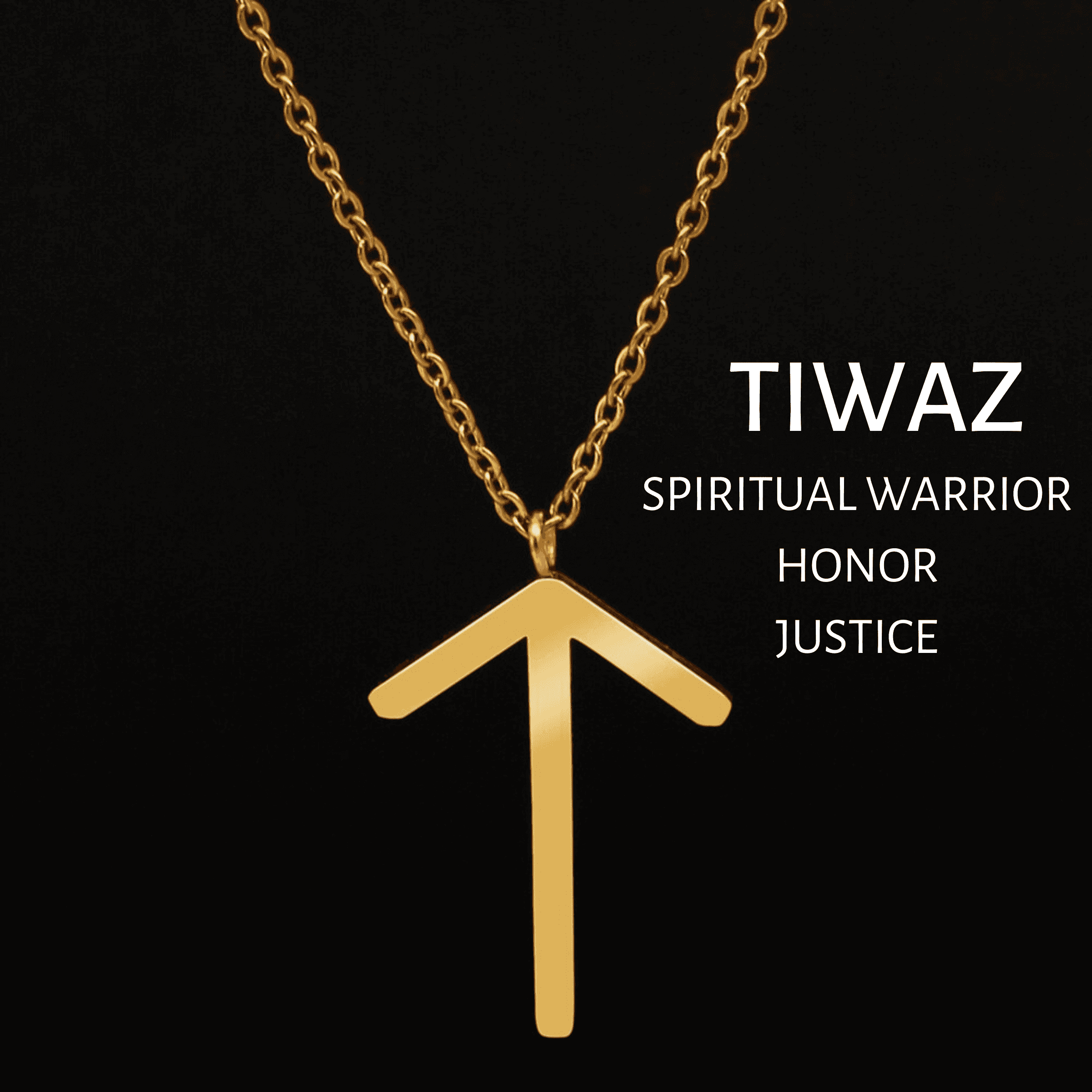 Viking Runes Tunic Stainless Steel Gold Necklaces - TIWAZ