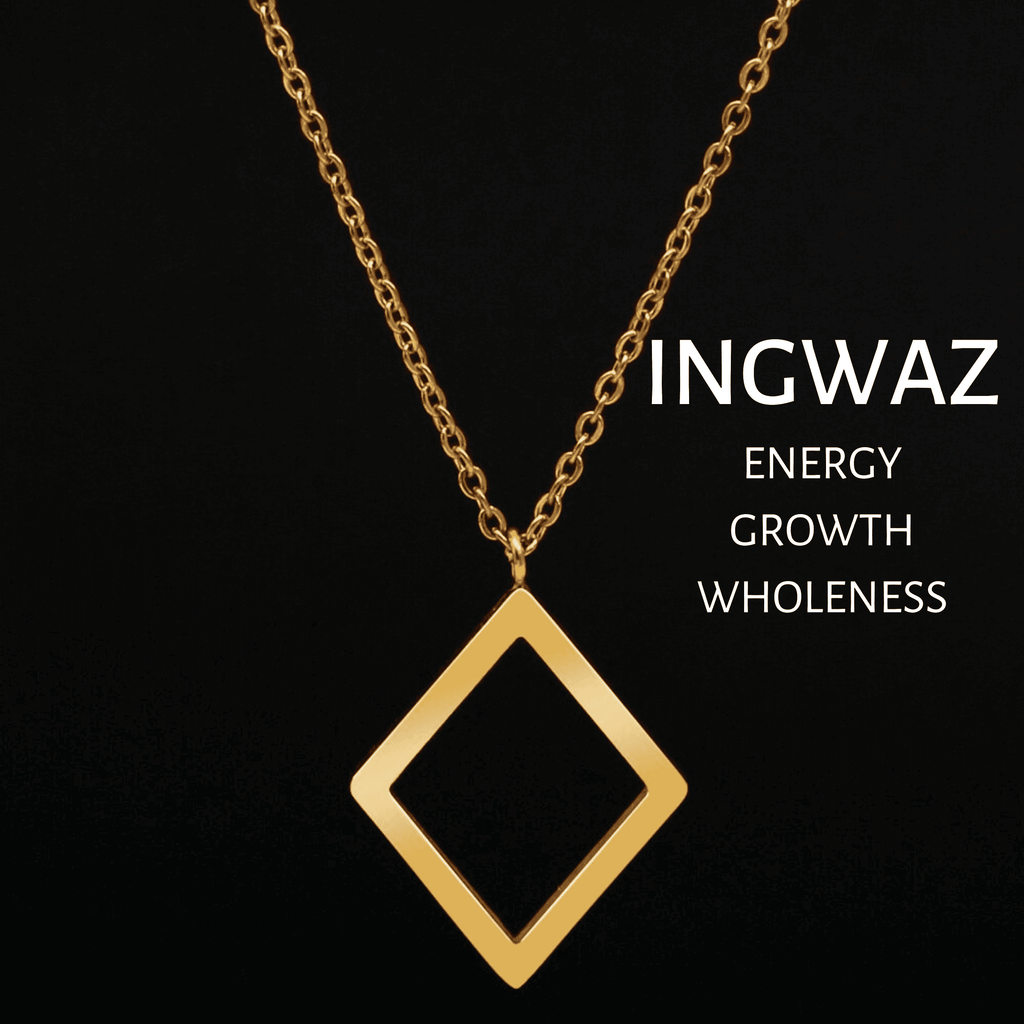 Viking Runes Tunic Stainless Steel Gold Necklaces - INGWAZ
