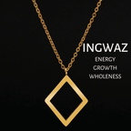 Viking Runes Tunic Stainless Steel Gold Necklaces - INGWAZ