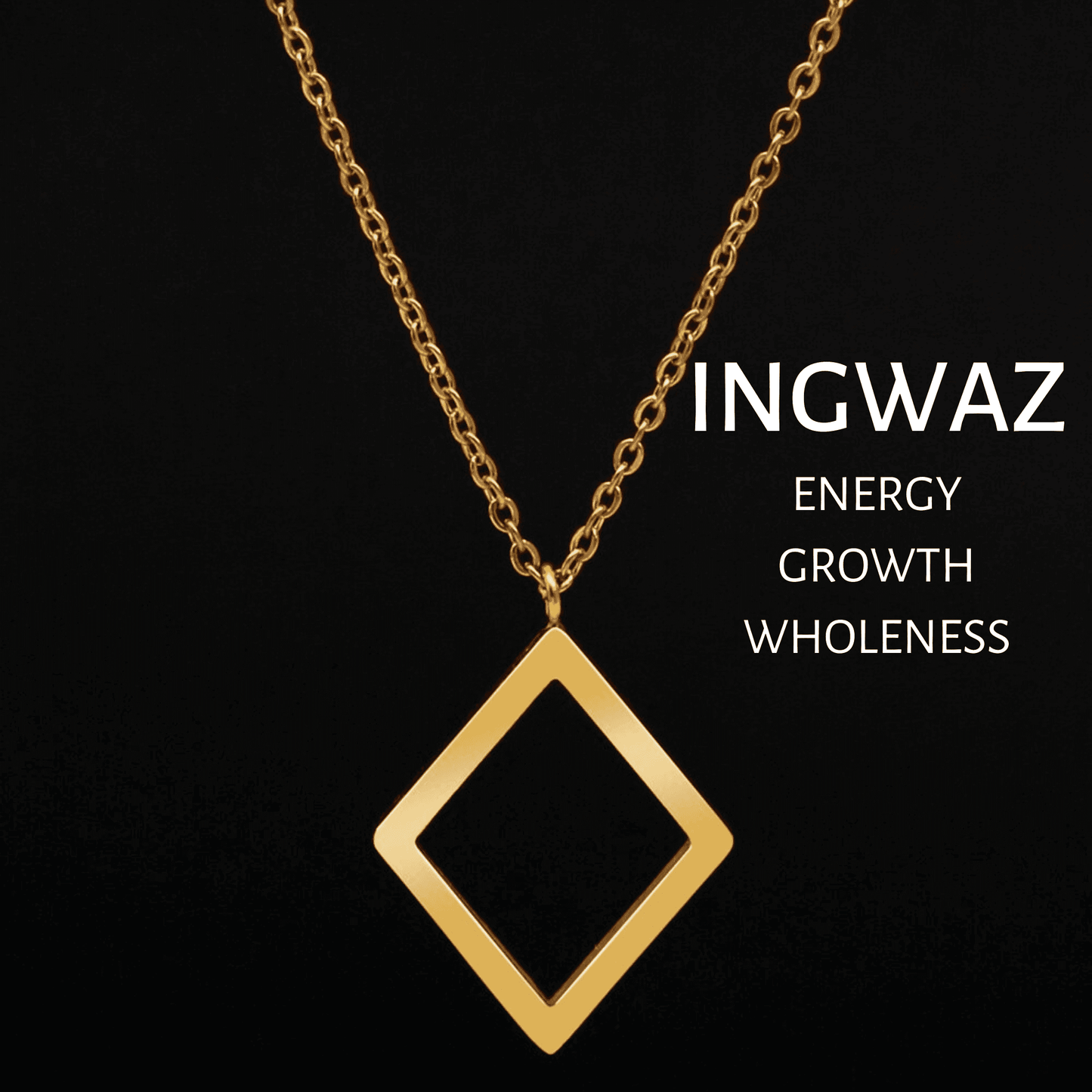 Viking Runes Tunic Stainless Steel Gold Necklaces - INGWAZ