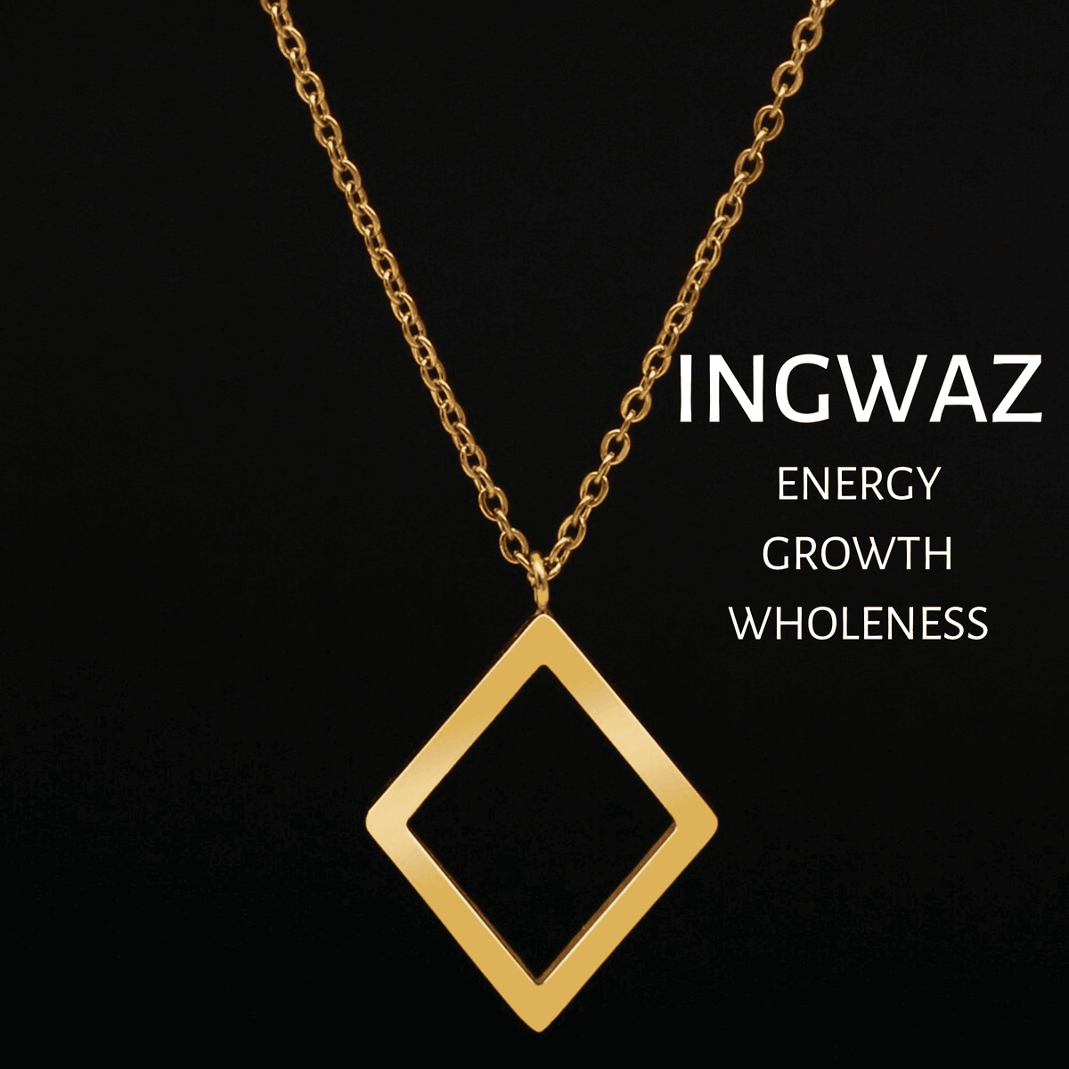 Viking Runes Tunic Stainless Steel Gold Necklaces - INGWAZ