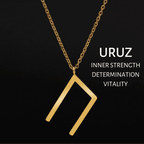Viking Runes Tunic Stainless Steel Gold Necklaces - URUZ