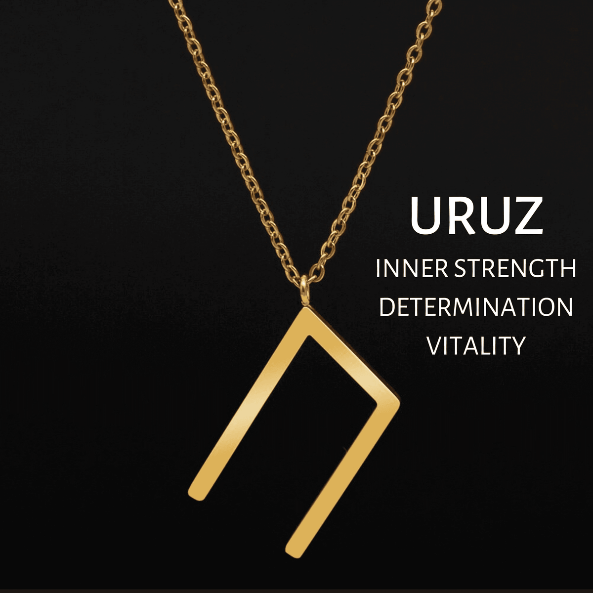 Viking Runes Tunic Stainless Steel Gold Necklaces - URUZ