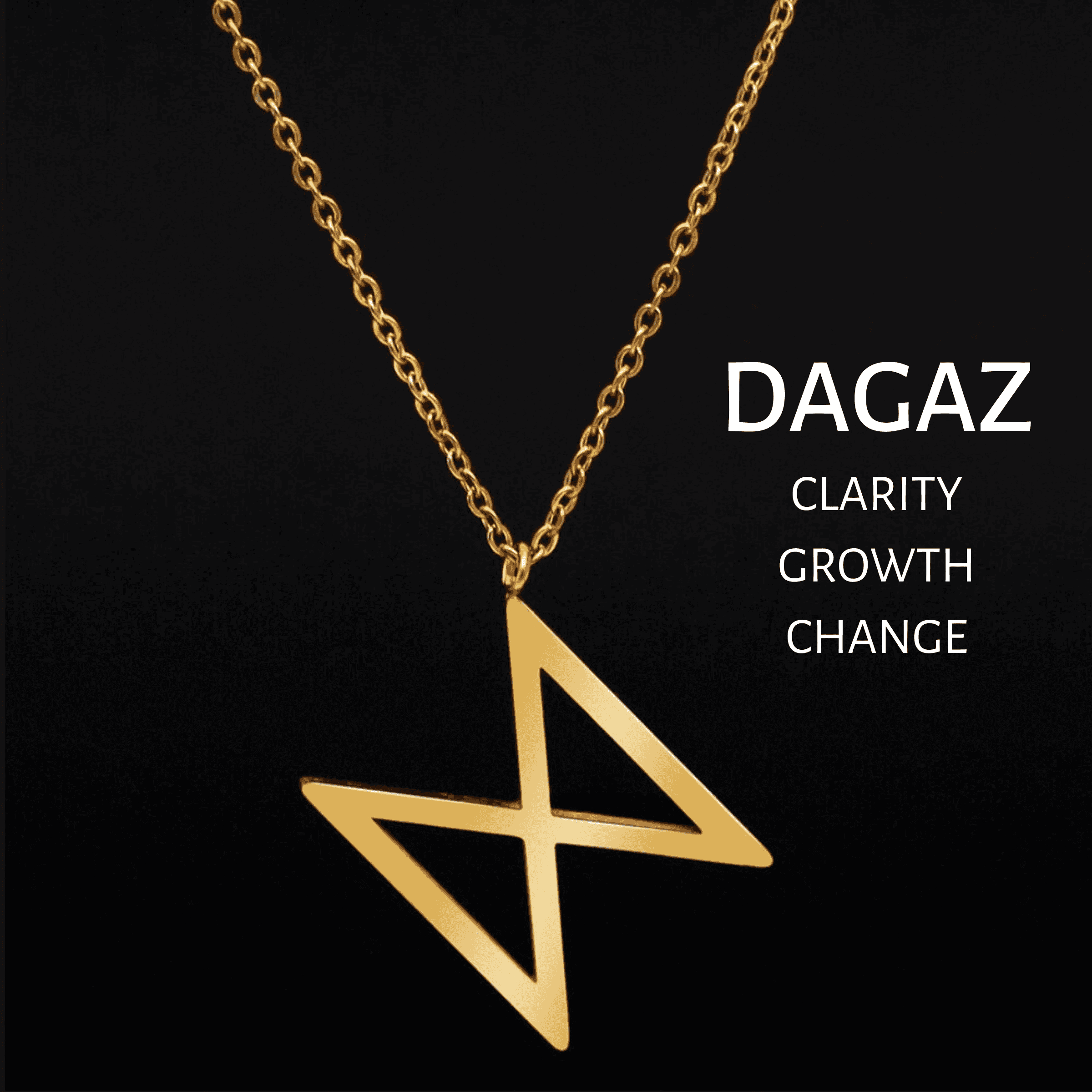 Viking Runes Tunic Stainless Steel Gold Necklaces - DAGAZ